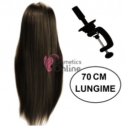 Cap de practica din par sintetic  Saten Inchis + Suport, lungime par 70 cm - 1974L